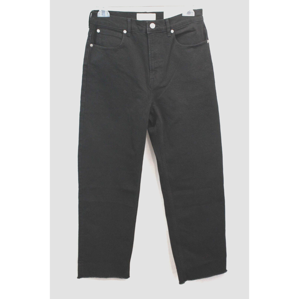 Everlane Women Jeans The Way High size 27 Black Stretch Raw Hem Straight Leg